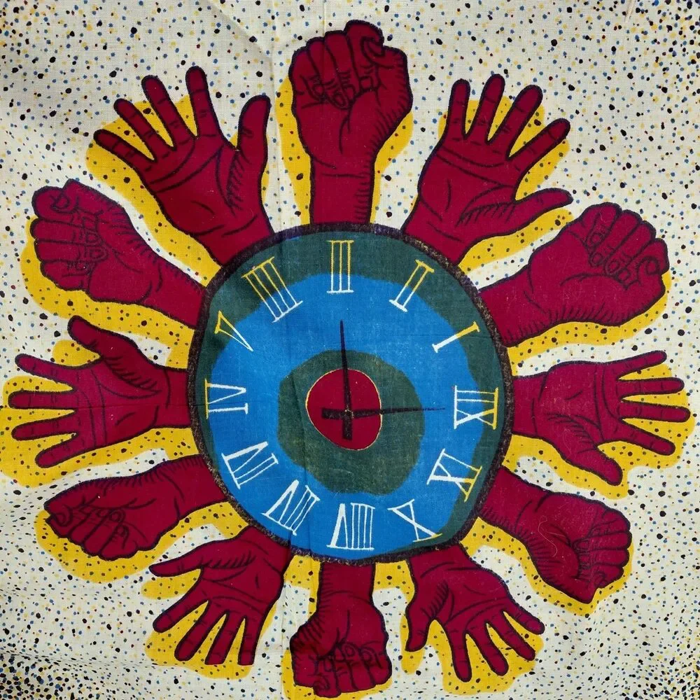 African Fabric Ankara Hands Clock Watch Red Brown Gold Green Blue 108x45
